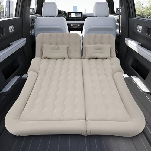Grey Double Sided Flocked SUV Air Mattress - Thick Inflatable Car Bed for Camping & Travel