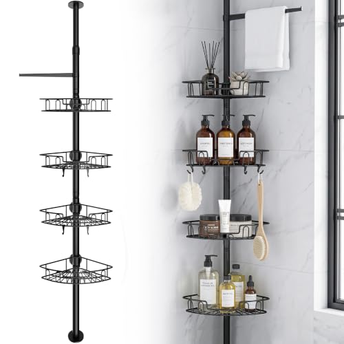 Corner Shower Caddy Tension Pole 4-Tier Bathroom Organizer, Rust-Resistant