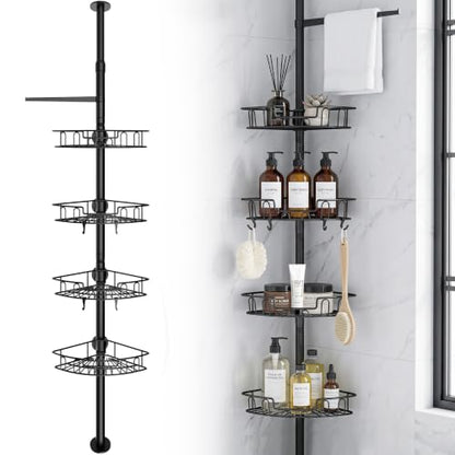 Corner Shower Caddy Tension Pole 4-Tier Bathroom Organizer, Rust-Resistant