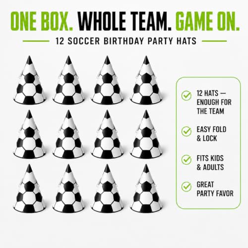 Soccer Party Hats for Birthday Celebration Supplies
