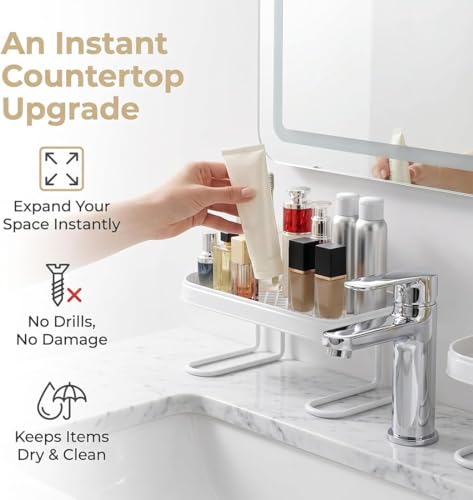 Carbon Steel Bathroom Organizer No-Drill Vanity Counter Storage Rack - Variation #A