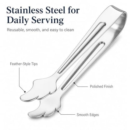 6-Piece Stainless Steel Ice Tongs Set - Mini 4.33 Inch Serving Utensils