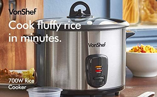 Vonshef 10-Cup Rice Cooker - Non-Stick Stainless Steel with Dynastar Adapters | 220V 240V