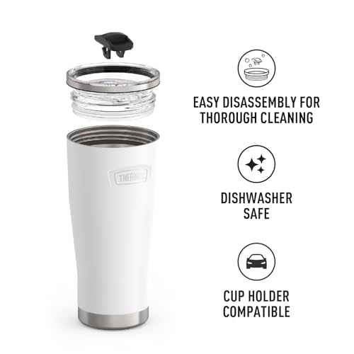 THERMOS ICON SERIES, Stainless Steel Cold Tumbler with Slide Lock, 24 Ounce, Snow