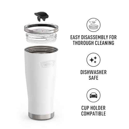 THERMOS ICON SERIES, Stainless Steel Cold Tumbler with Slide Lock, 24 Ounce, Snow