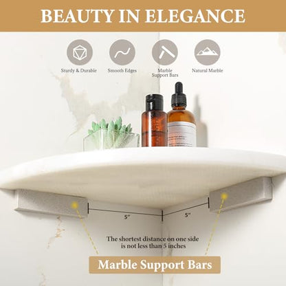 Marble Corner Shower Shelf - White 2-Layer Fantasy White Variation