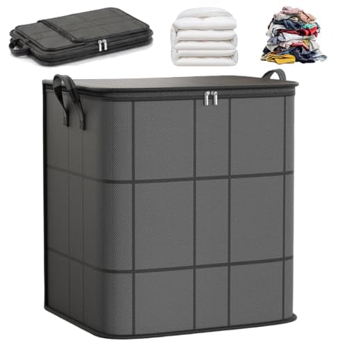 Large Capacity Foldable Moving Storage Bin with Reinforced Handles - Black1 / XXL 50x50x70cm