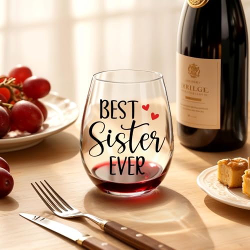 Stemless Wine Glass - Best Sister Ever, 15 Oz, Transparent07