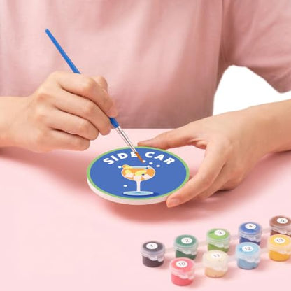 Cocktail Paint by Numbers Coaster Kit with Holder - 4x4in (10x10cm) - 8pcs