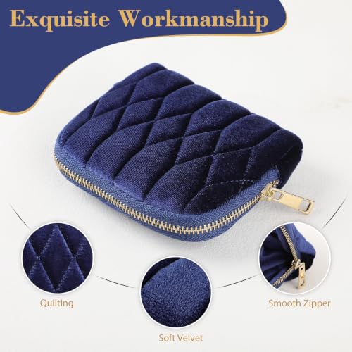 Travel Jewelry Case Small Velvet Organizer - Navy Blue