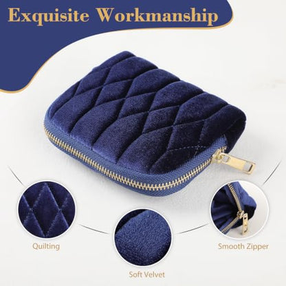 Travel Jewelry Case Small Velvet Organizer - Navy Blue