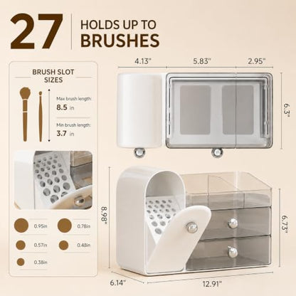 UFORU Makeup Organizer with Covered Brush Holder for Vanity Countertop