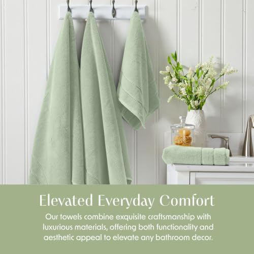 Eucalyptus Turkish Cotton Bath Towels Set - 6-Piece Luxury Green Towels