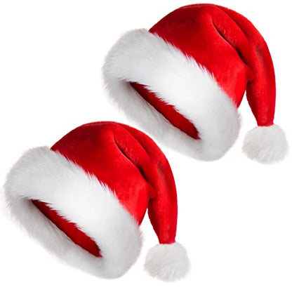 Christmas Santa Hat for Adults and Kids - Thick Classic Festive Holiday Party Hat - Red, One Size