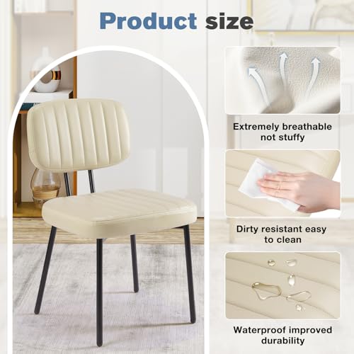 Set of 2 PU Leather Dining Chairs with Backrest - Modern Kitchen & Dining Room Seating