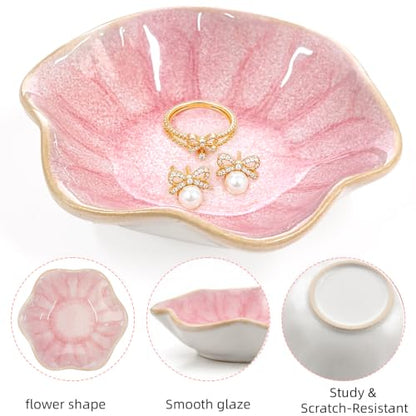 Ceramic Jewelry Dish with Lotus Leaf Design - Ring, Earring & Necklace Holder