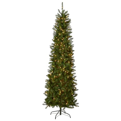 7.5ft Pre-Lit Artificial Christmas Tree with White Lights and Slim Profile