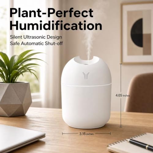 Mini USB Humidifier with Night Light, 8.45OZ Portable Cool Mist for Bedroom Office Car