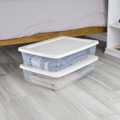 28 Qt Clear Plastic Storage Bin with Snap-On Lid - Under Bed Organization - Single