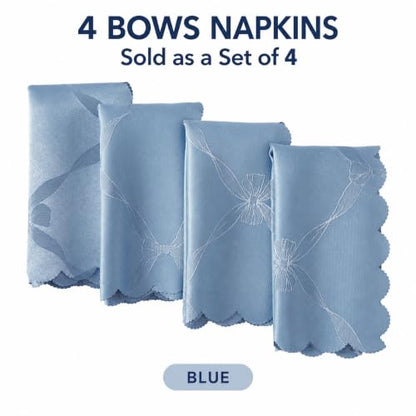 Round Blue Holiday Ribbons and Bows Tablecloth 70 Inch - Damask Fabric