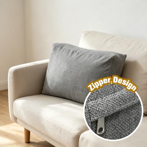 Large Linen Sofa Back Cushion Cover - Khaki 70x50x10cm Replacement Slipcover