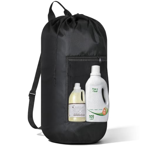 Large Black Laundry Bag for Dorm & Travel - Heavy-Duty Waterproof 13x29 Inches