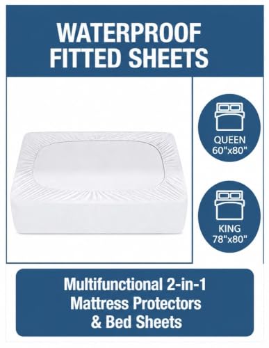 Queen Size Waterproof Mattress Protector Fitted, Breathable & Machine Washable