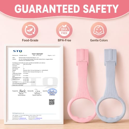 Baby Pull Up Rings for Playpen & Crib - 6 Colors, Toddler Walking Support, Ergonomic Handles for Infants & Babies Pink Purple Gray Yellow Cream Red