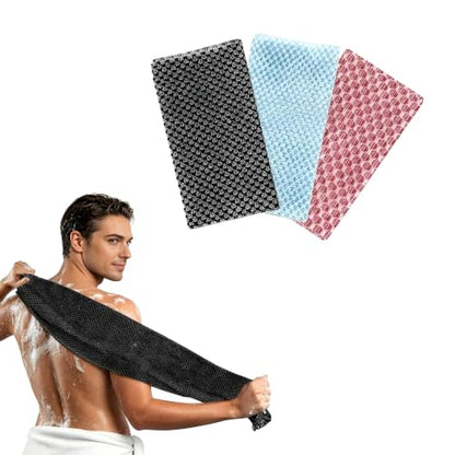 Exfoliating Shower Towel Set - 3 Pack, Dual-Sided Mesh for Body Scrubbing