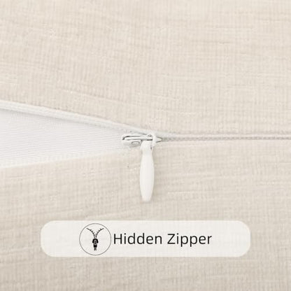 Chenille Lumbar Pillow Cover 12x24 Beige Decorative Cushion Cover
