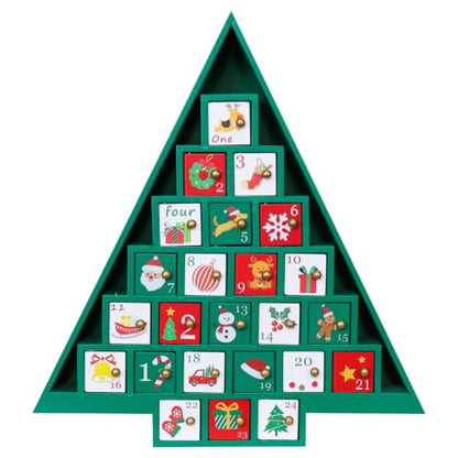 Wooden Christmas Advent Calendar with 24 Drawers - Holiday Countdown Decor