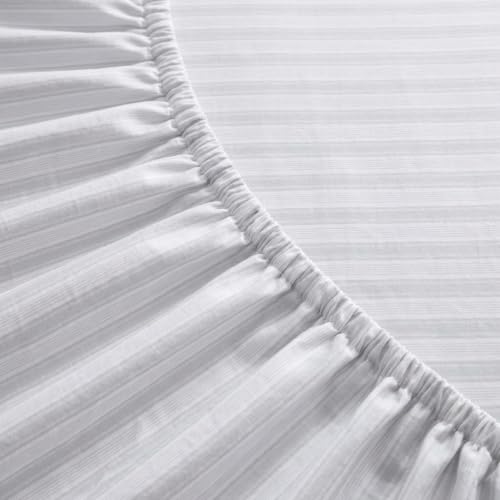 Full Sheet Set with Deep Pocket Fitted Sheet and Pillowcases - Tate Stripe Grey - Martha Stewart