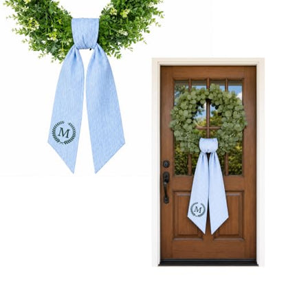 Personalized Wreath Sash for Front Door - Custom Embroidered Ribbon Style 1