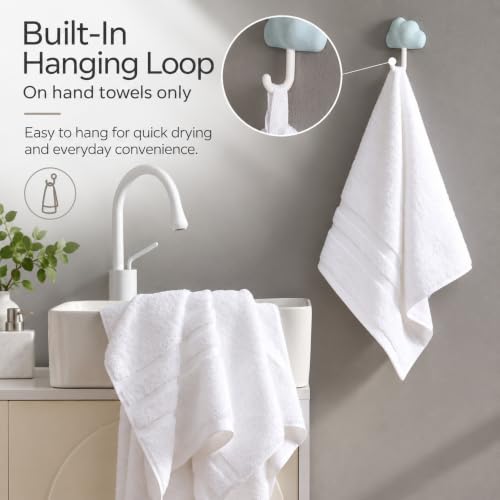Velqora 8-Piece Cotton Towel Set White Bath Hand & Washcloths
