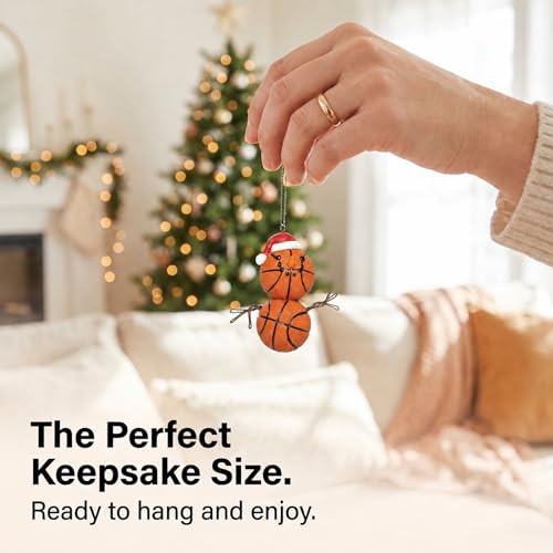 Basketball Snowman Christmas Ornament - Sporty Holiday Decor