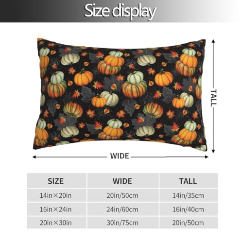 White Fall Maple Leaf Pumpkin Pillow Case 20x30 Inches with Zipper – Soft Plush Fabric
