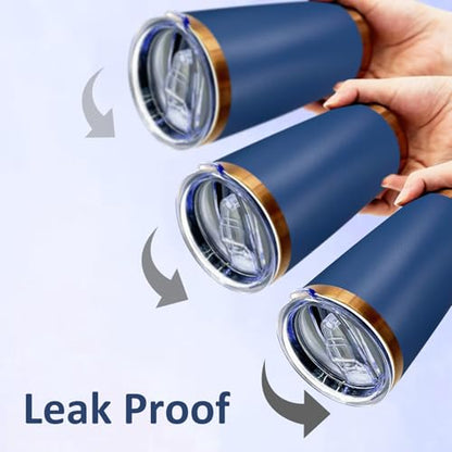20 oz Insulated Stainless Steel Tumbler with Lid Navy - Durable Travel Mug