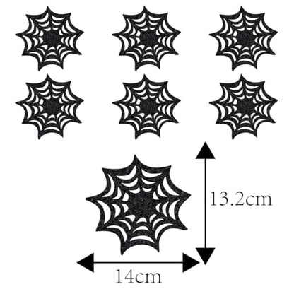 Halloween Black Spider Web Felt Coasters Set of 6 for Fall & Party Decor