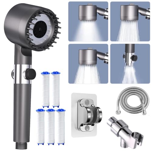 Ion Shower Head High Pressure with Handheld & Filters - Gray / 3 Inch