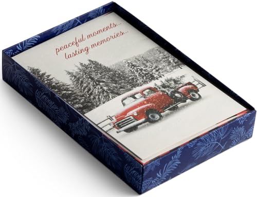 Christmas Greeting Cards with Snowy Red Truck Design - 18 Pack