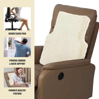 MABOZOO Sherpa Fleece Lumbar Support Pillow for Recliner Chair,Memory Foam Lumbar Pillow for Back Pain Relief,Ergonomic Back Support Pillow for Car, Couch, Recliner（Beige）