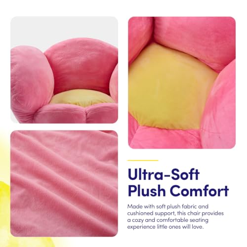 Sweet Home Collection Flower Plush Toddler Chair for Reading & Play - Cozy Kids Floor Seat