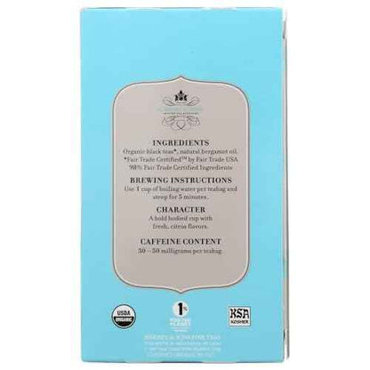 Harney & Sons Premium Tea, Organic Earl Grey Supreme Black Tea, Individually Wrapped Tea Bags, 20/box