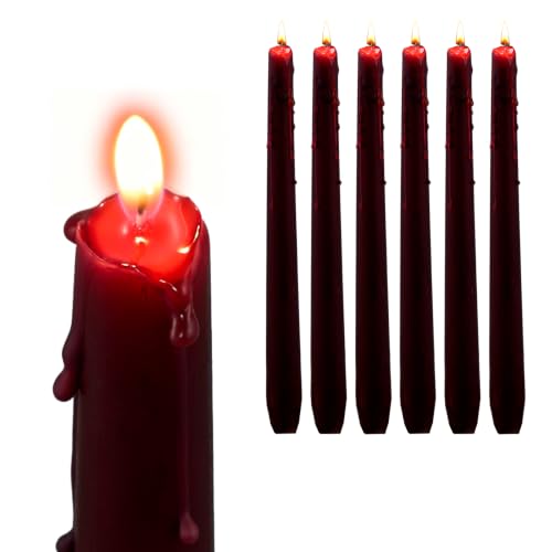 Halloween Bleeding Taper Candles - Vampire Tears Effect, Set of 6