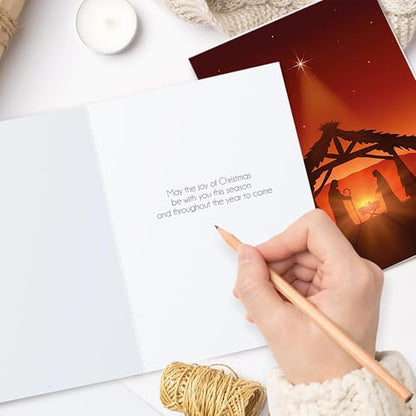 Religious Christmas Cards with Envelopes Pack of 20 Nativity Scene Holiday Greeting Cards