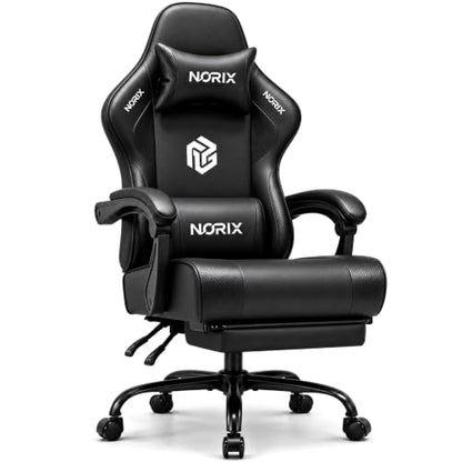 Gaming Chair for Adults with Footrest, Ergonomic Computer Chair, Black