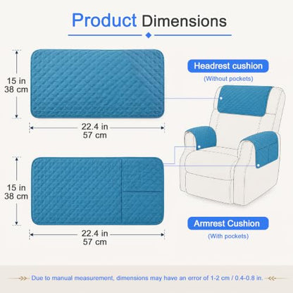 Brown Headrest Cover for Recliner Chair Sofas Non Slip Machine Washable - 1PC