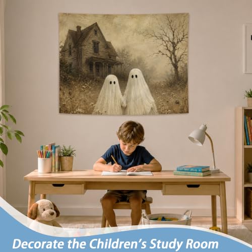 Rustic Halloween Ghost Tapestry 50x60 Inch Farmhouse Halloween Decor