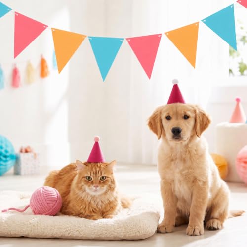 6 Pack Pink Mini Party Hats for Stuffed Animals & Small Pets
