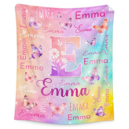 Personalized Butterfly Blanket for Girls - Multicolor Custom Throw